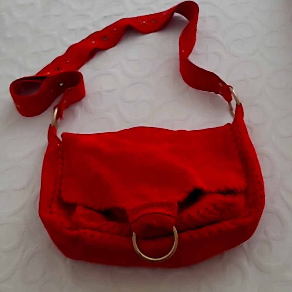 Red Suede Hobo Bag